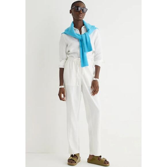 J.Crew New Seaside Pant In Linen Blend White - S - Picture 2 of 4